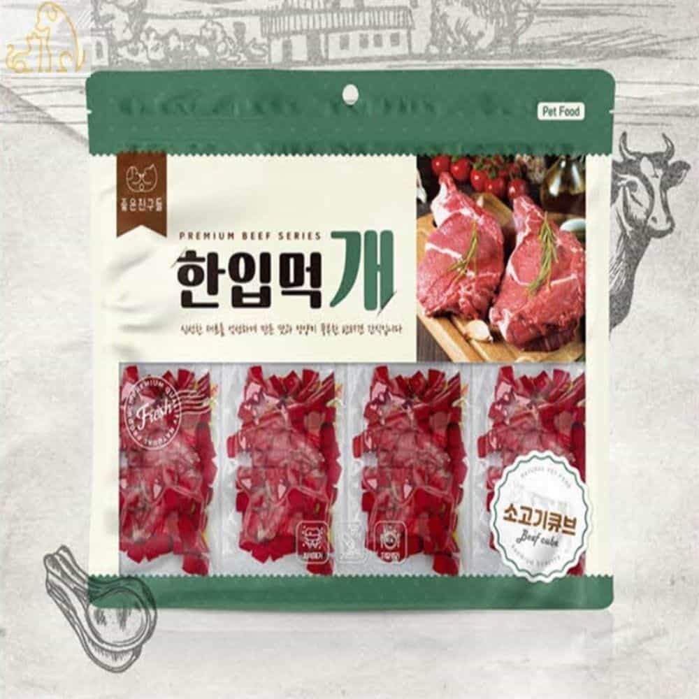 상세참조 PICK 강아지 소고기 큐브 300G 개육포 멍멍이간식 강아지육포간식