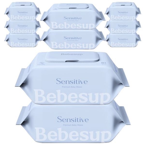 [보리보리]베베숲 센시티브 엠보싱 물티슈 캡형 80매 x10개