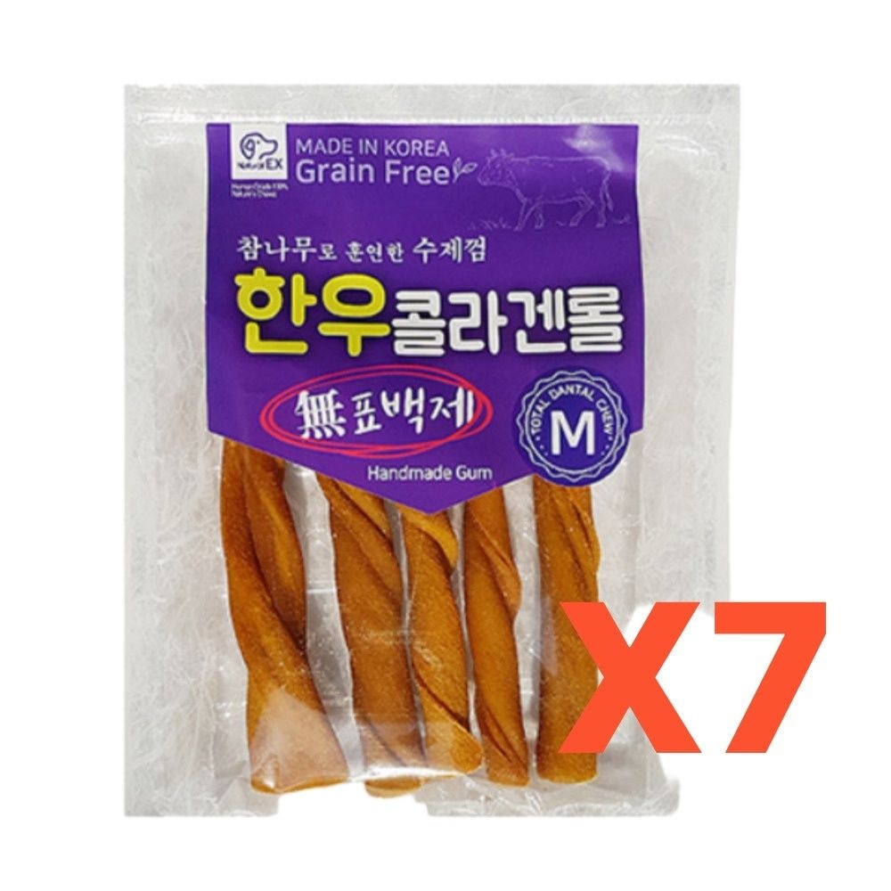 비제이마켓 애완견 한우 콜라겐 롤 M 7개입 펫간식 애완견간식 강아지영양간식