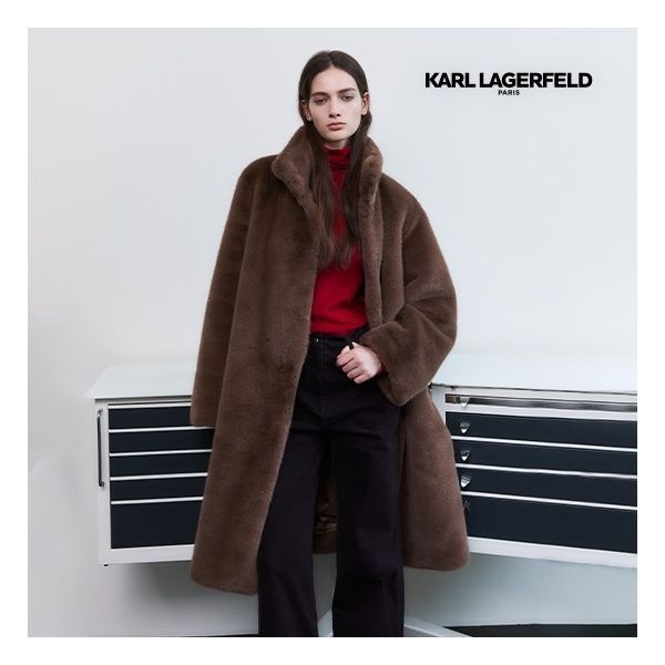 [칼라거펠트]온플 25FW FAUX밍크 롱 코트 663177