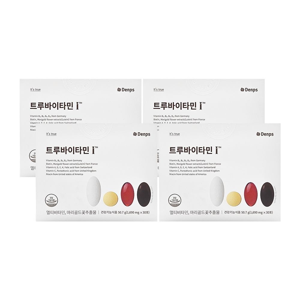 덴프스 NEW 트루바이타민I 멀티비타민 앤 루테인 1690mg x 30포 x 4박스