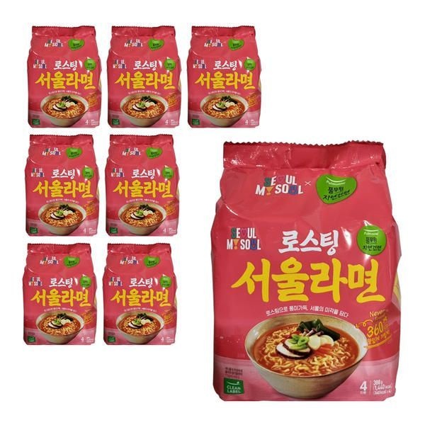 UnKnown 풀무원 로스팅 서울라면 388g 1봉지 4개입 x 8개 한박스 자연 건면