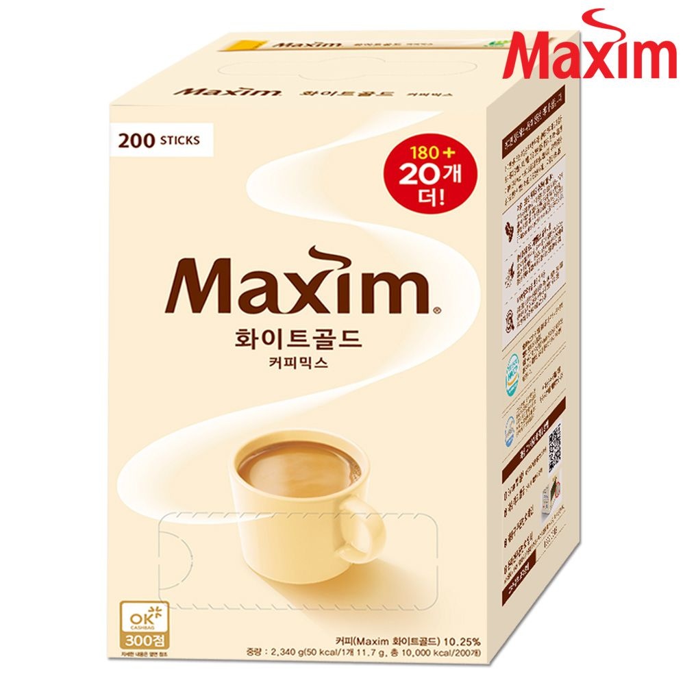 맥심 화이트골드 커피믹스 180+20개 더 (200T)