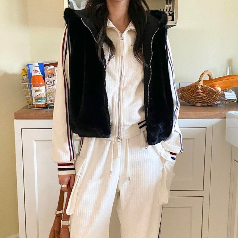 신상오픈런 랑시프 양모 후디 집업 파스텔 조끼 가을 662891