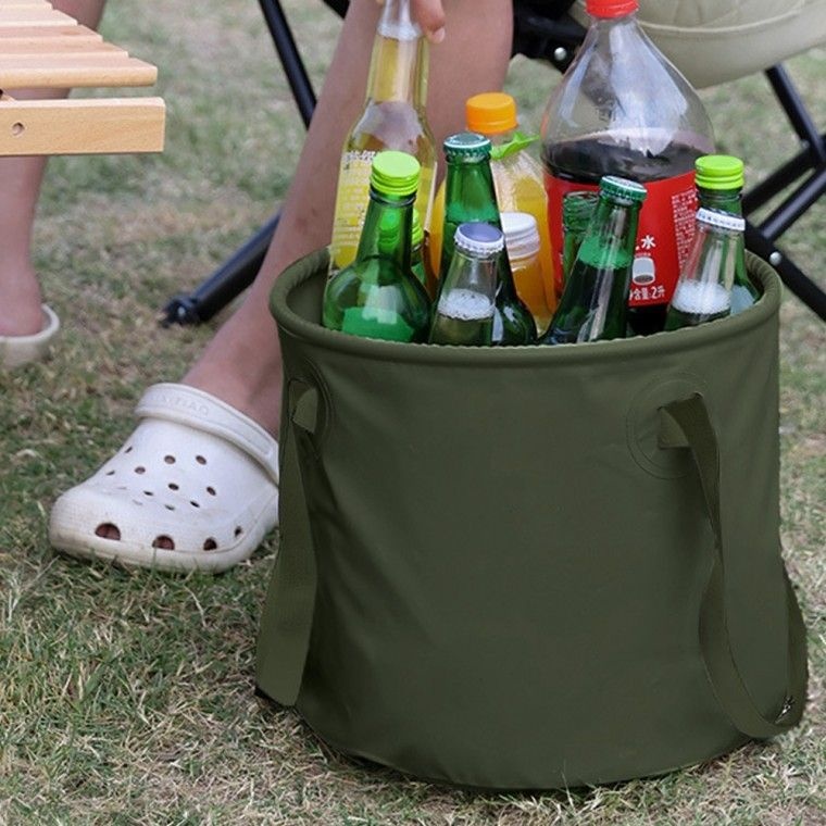 바구니(10L) 멀티 접이식 캠핑 (카키) 캠핑바스켓-캠핑바구니.캠핑바스켓.접이식바구니.접이식바스켓.설