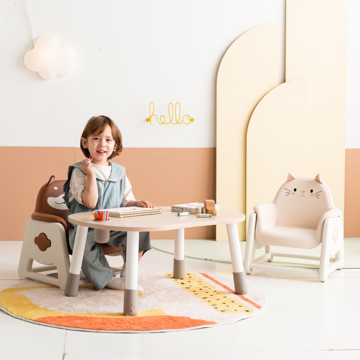 [7%카드] 뚜뚜 높이조절 아이 책상 의자세트(시바,냥이)