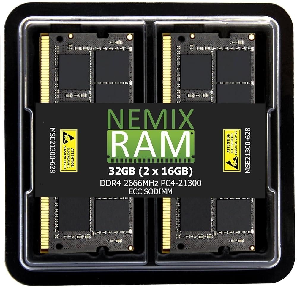 [해외] NEMIX RAM 32GB(2X16GB) DDR4 2666MHZ PC4-21300 2Rx8 1.2V CL19 260핀 ECC 언버퍼드 SODIMM NAS 메모리 키트 Synology D4ECSO-2666-16G와 호환