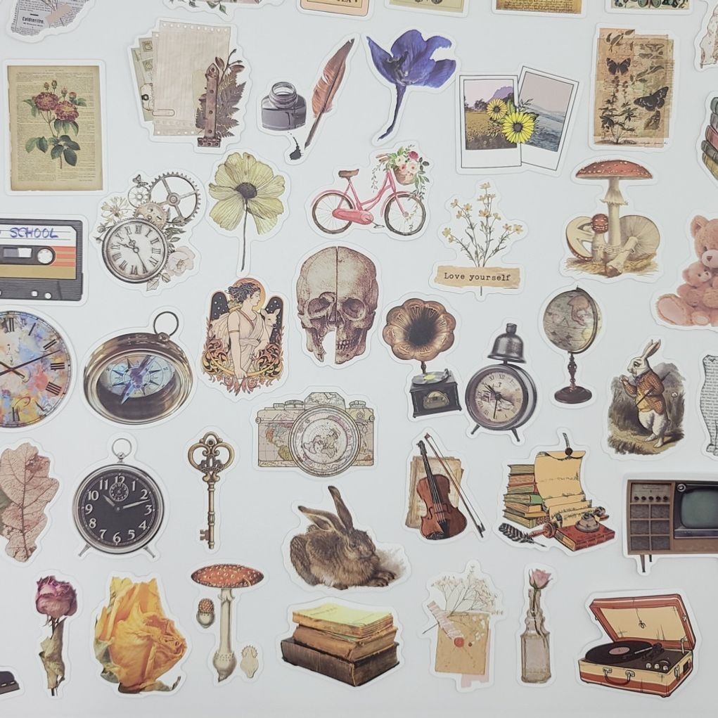 방수 씰 스티커 레트로 빈티지 50개 다꾸 폰꾸 다이어리 노트북 꾸미기 M50412 [AHH648]