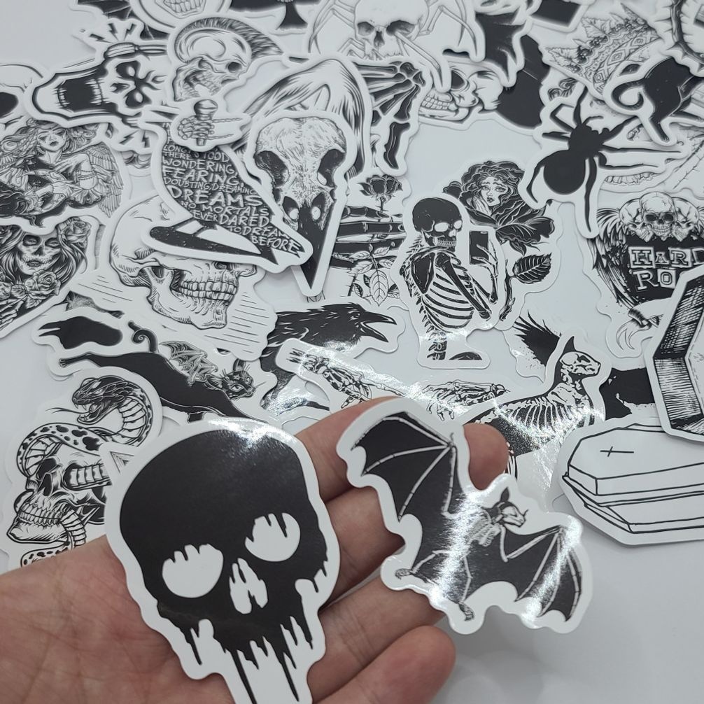방수 씰 스티커 흑백 할로윈 50개 다꾸 폰꾸 다이어리 노트북 꾸미기 M50411 [AUI883]