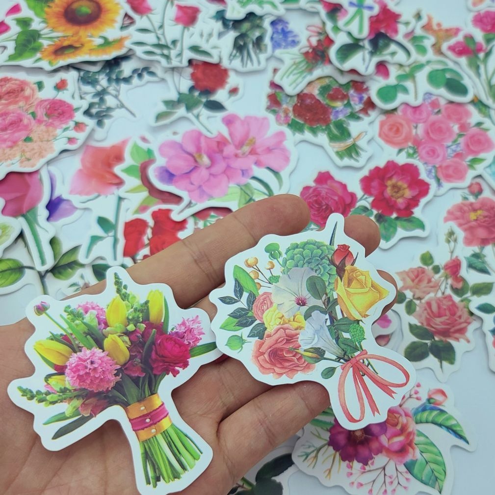 방수 씰 스티커 꽃 플라워 50개 다꾸 폰꾸 다이어리 노트북 꾸미기 M50409 [AHI218]
