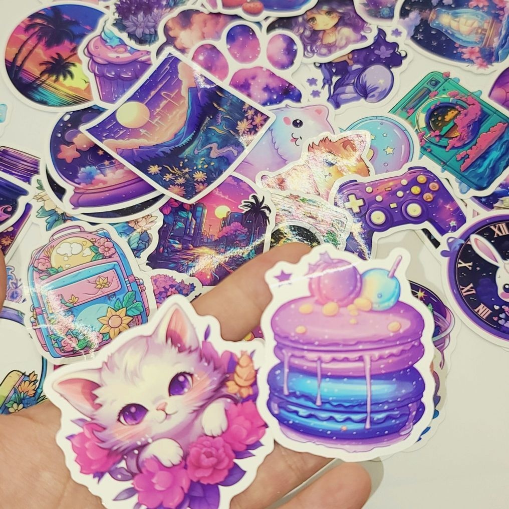 방수 씰 스티커 드림퍼플 50개 다꾸 폰꾸 다이어리 노트북 꾸미기 M50406 [AHD456]