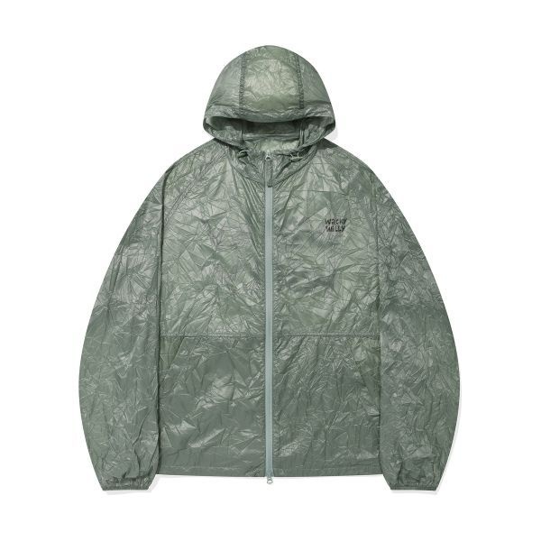 와키윌리 WACKY WILLY 라이트 레터링 윈드브레이커 카키