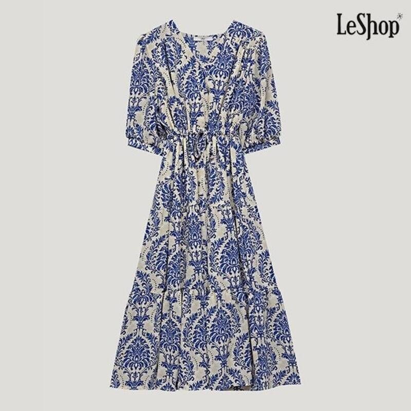 [르샵]바캉스 패턴 캉캉 허리끈 반팔 롱 원피스 (DO3OW004A)811522