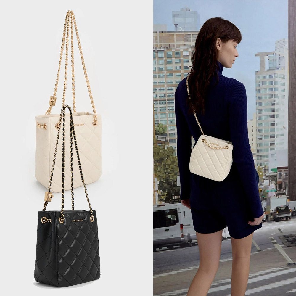 찰스앤키스 알바 퀼트 브레이드 스트랩 숄더백 [관부가세포함]