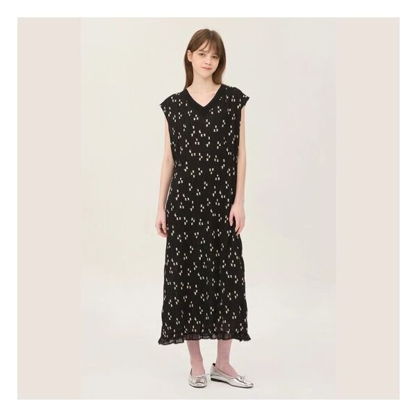 {매장정품} 베네통 스모킹 패턴 브이넥 원피스 BAOP61531 994552