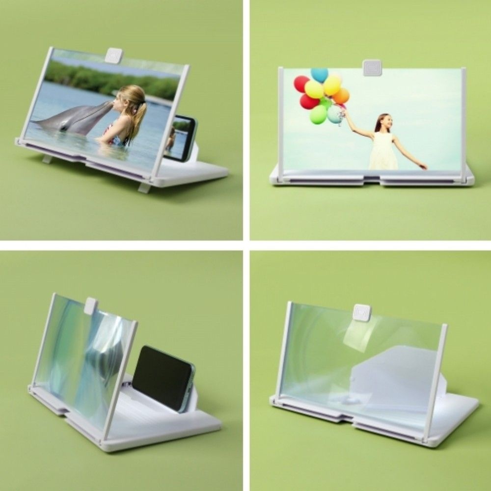 상세참조 사랑하우스 각도조절 4배 스마트폰 확대스크린 화이트 슬림형스크린 영화 각도조절받침대