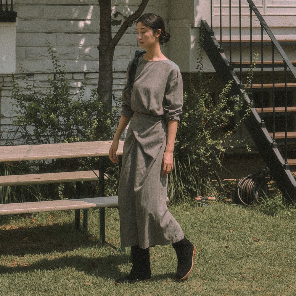 DERPI TWIST STRAP DRESS_KHAKI