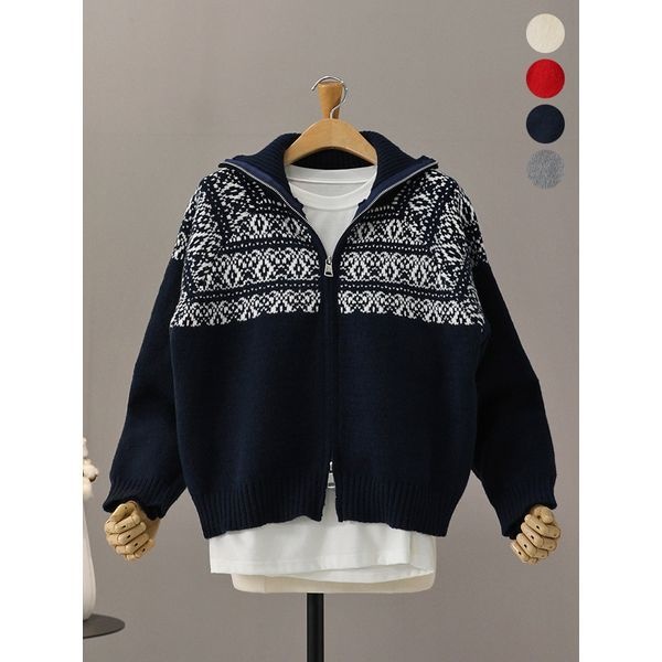 모노시크 모노시크 [하프클럽]베리츠 노르딕 하이넥 니트 집업 가디건_MNKT257