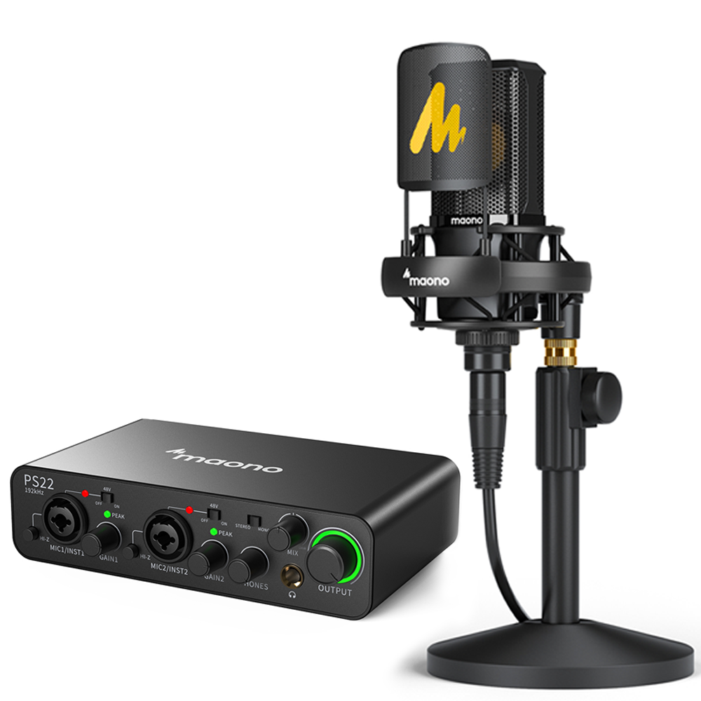 마오노 PS22+PM500 방송용 유튜브 녹음용 오디오인페이스 마이크 스탠드 패키지1
