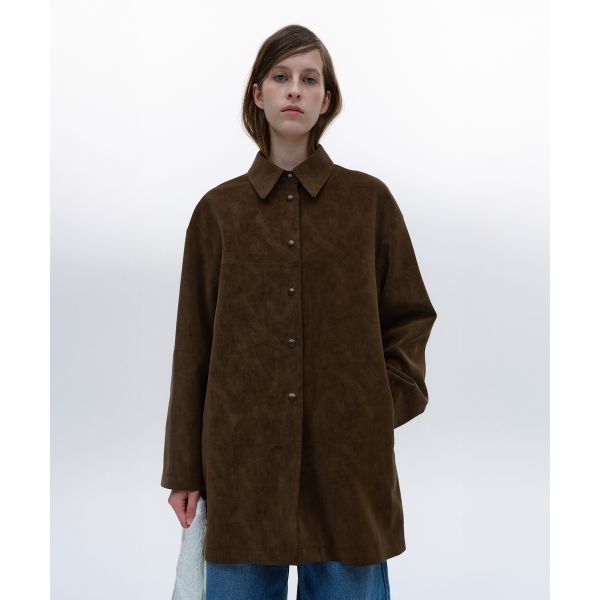 솔티페블 FAUX LEATHER HALF COAT [BROWN] 324698