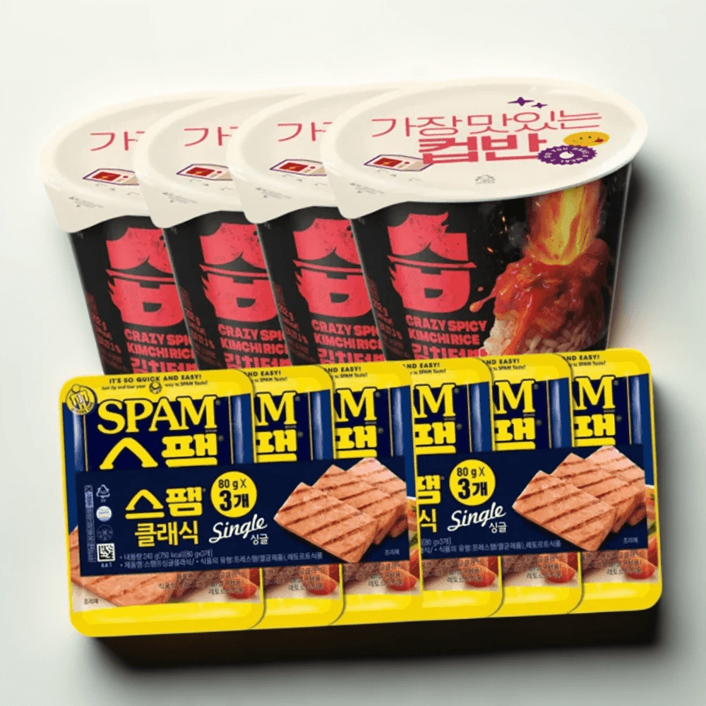 CJ 습 김치덮밥 252G 4개 + 스팸 싱글 클래식 80gx6개