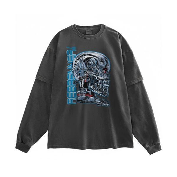 REBRENNER 리브레너 REBRENNER DTF 아윌비백 오버핏 피그먼트 레이어드 티셔츠 차콜