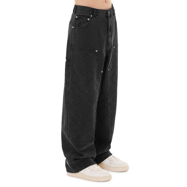 OY TURQUOISE STUD CARPENTER PANTS - WASHED BLACK 323938