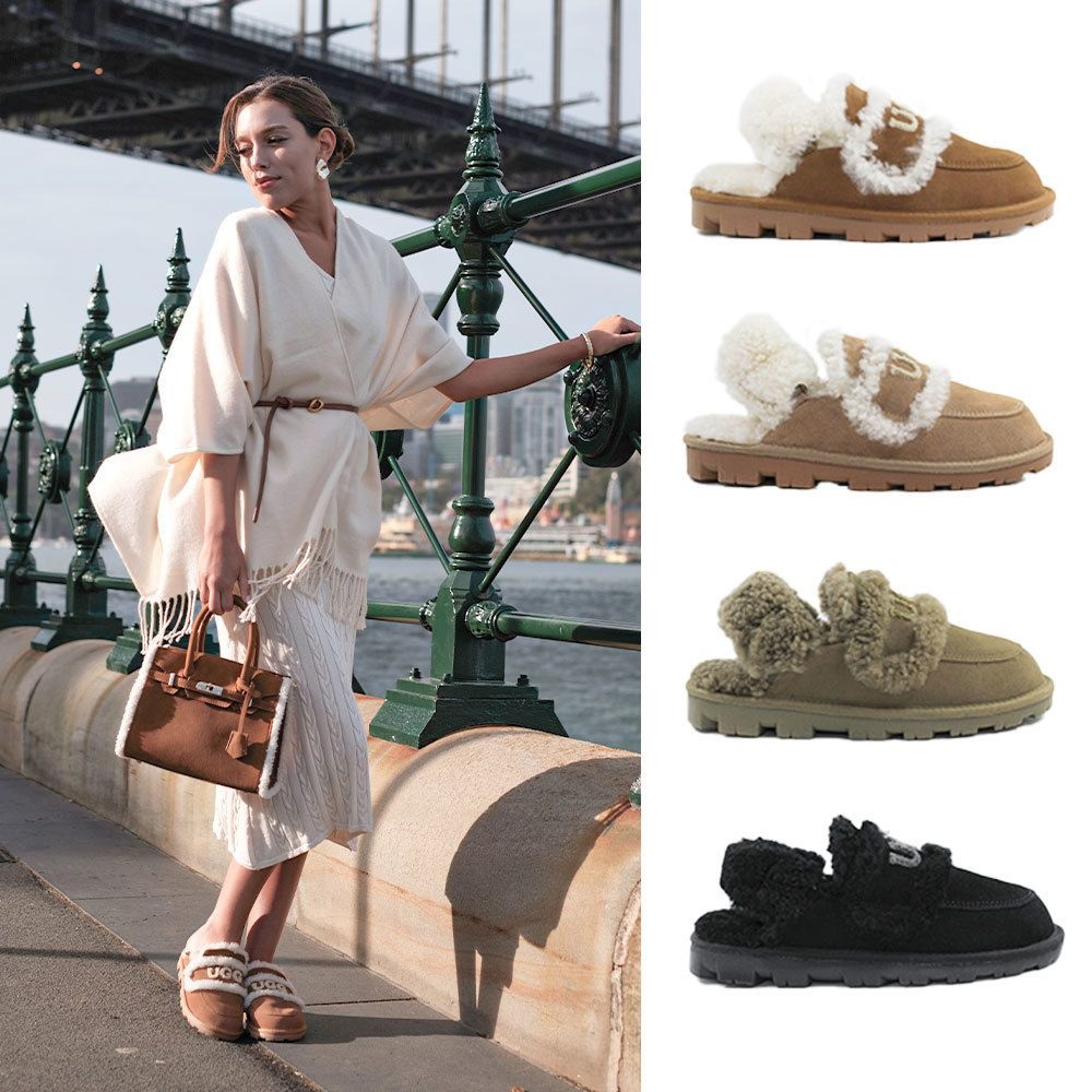 [빠른무료배송] 호주정품 럭스오즈 플러피 탈부착 밴딩 어그 슬리퍼 (굽 2.5cm) LUXOZ UGG LU001