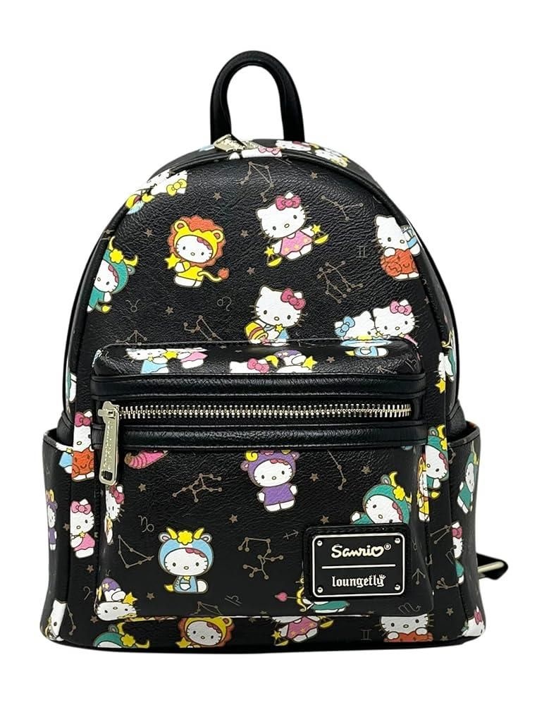 [해외] Loungefly Sanrio 헬로 키티 조디악 업데이트된 여성용 더블 스트랩 숄더백 지갑