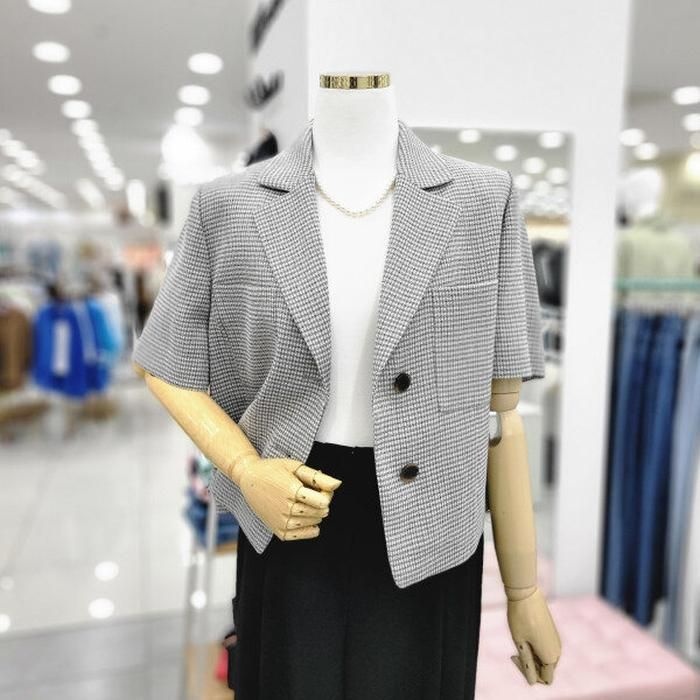 [비지트인뉴욕]투버튼 포켓장식 싱글 숏 반팔 여름자켓 VA5JK341_US