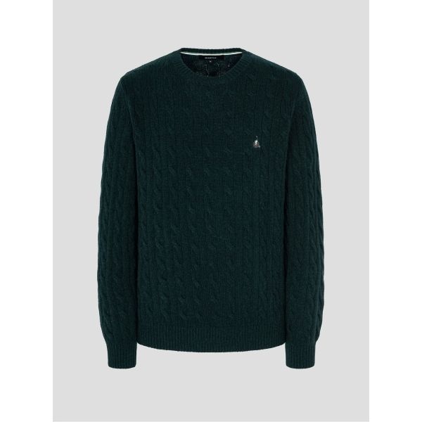 <매장정품> 빈폴 BEANPOLE MEN [Essential] 남녀공용 케이블 라운드 니트 그린 BC5951E05M 169807