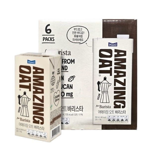 어메이징오트 바리스타 950ml x 6팩 귀리 오트유 오트밀 우유 비건