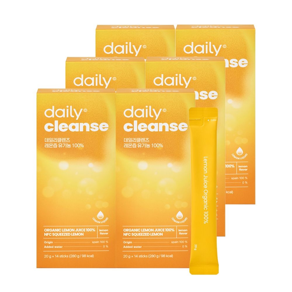 데일리 클렌즈 레몬즙 100 NFC 스페인산 레몬스틱 착즙 주스 14포, 6개