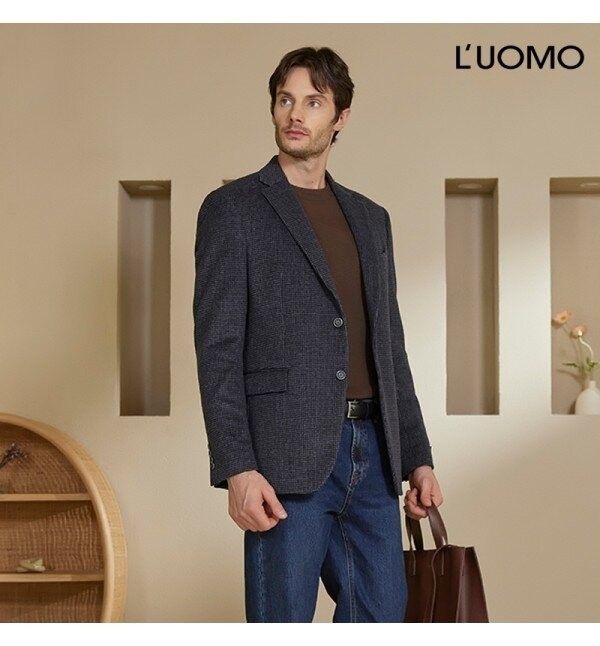 워모 남성 울 캐시미어 블렌딩 퀼팅 재킷 블루 673556