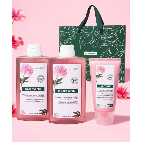 매장정품 KLORANE 피오니 샴푸 400ml 2개+두피팩 150ml (+전용선물케이스)