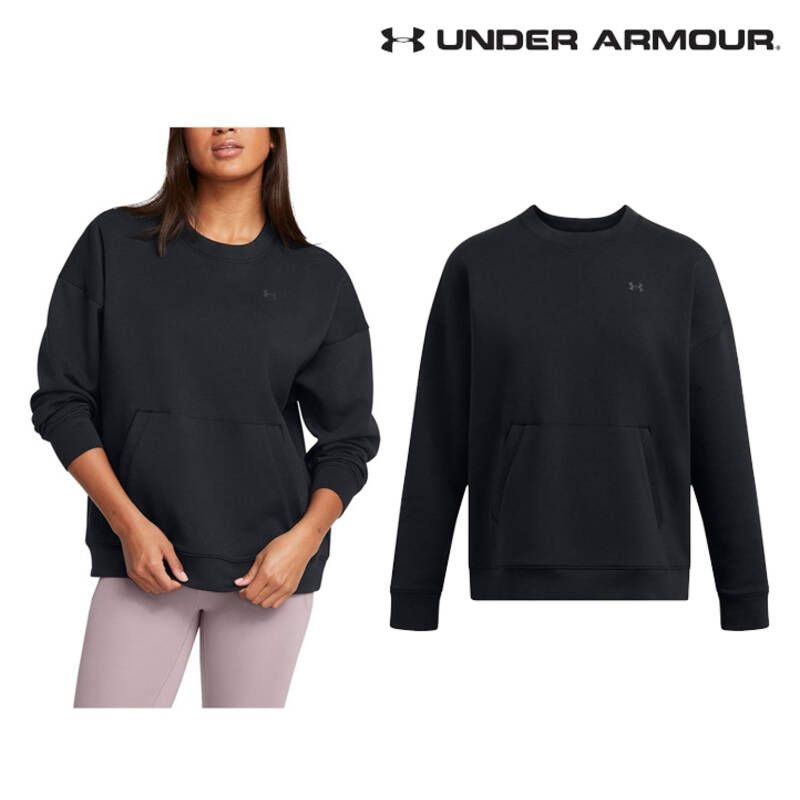 언더아머 여성 UA 스포츠스타일 니트 오버사이즈 맨투맨 크루 티셔츠 1389288-001 421482