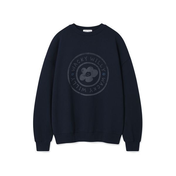 WACKY WILLY 우먼스 릴리서클 그래픽 맨투맨 네이비 183089