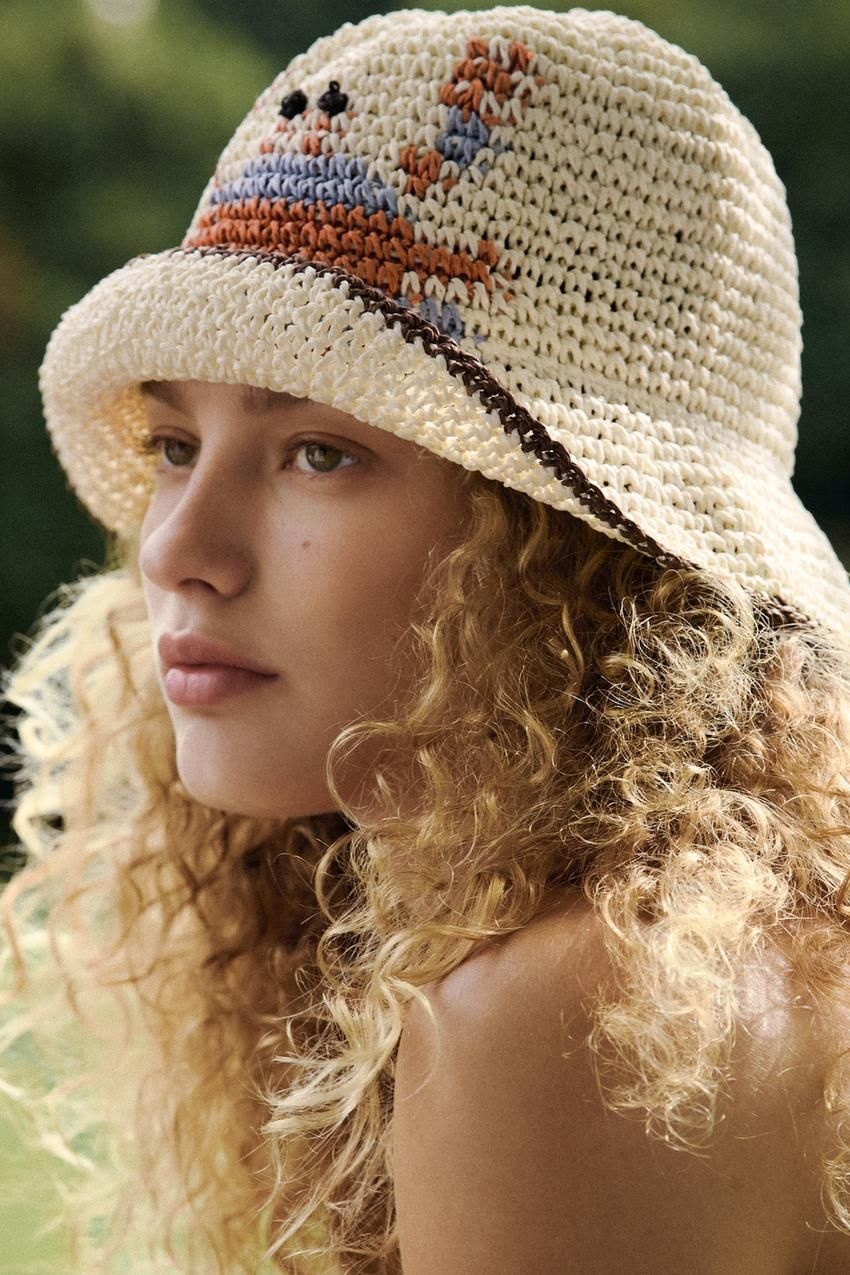 [국내발송] ZARA 여성 게 버킷햇 - 블루 /화이트 360727