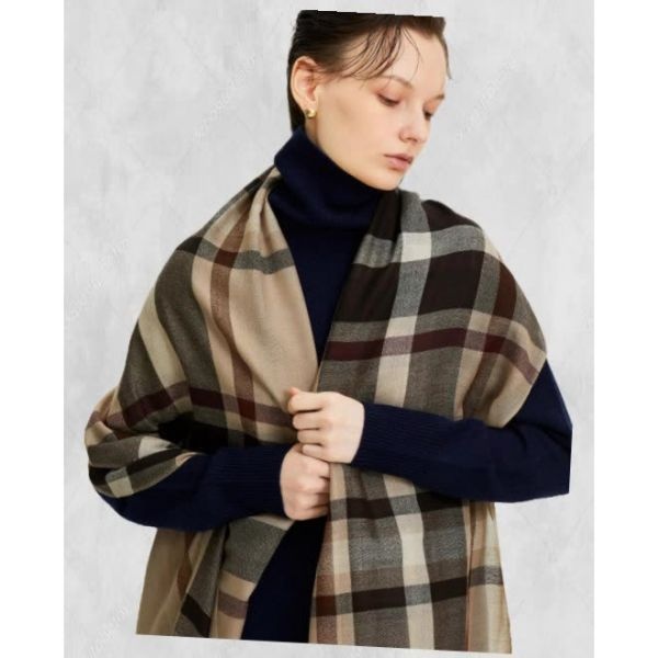 [DAKS WOMENS ACCESSORIES]닥스 WOMENS ACCESSORIES 여성 브라운 타탄체크 울 라이트 머플러 DCSC5F111W2 260622 FE5513981-E2B
