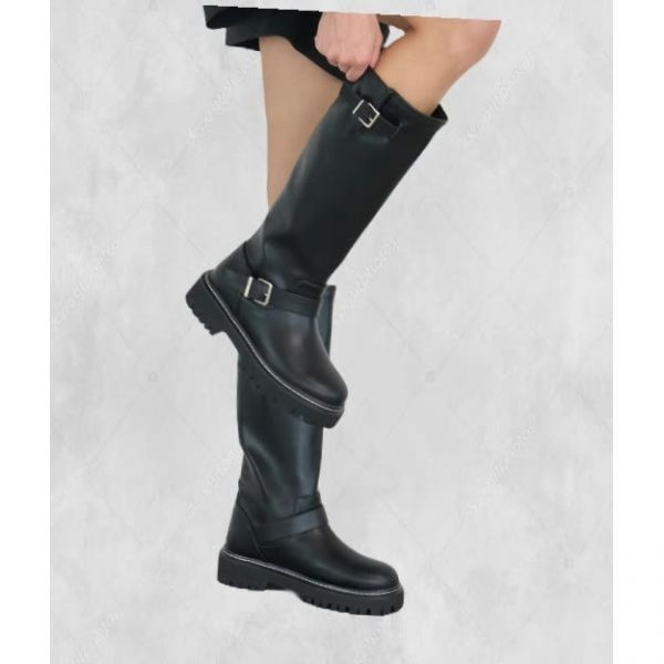 솔트앤초콜릿 [11월 29일 배송] 라운드 토 스티치 라이딩 롱부츠 412348003 (4cm) 257523 FE3513077-E2B