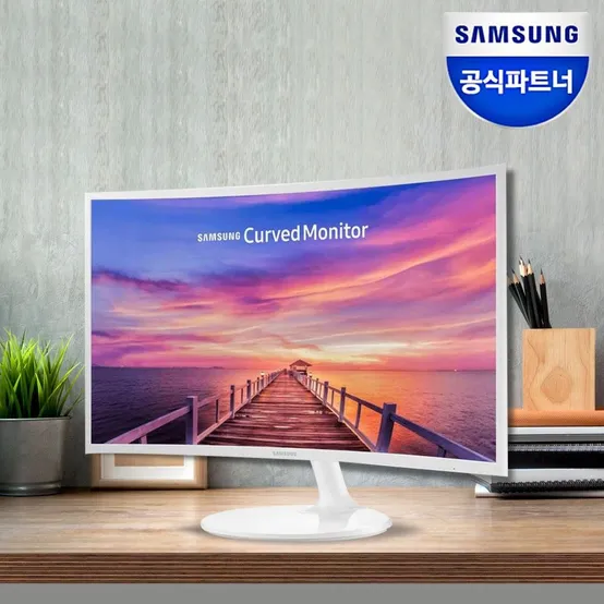 커브드 모니터 C32F391 32인치 LED PC 컴퓨터 모니터 화이트