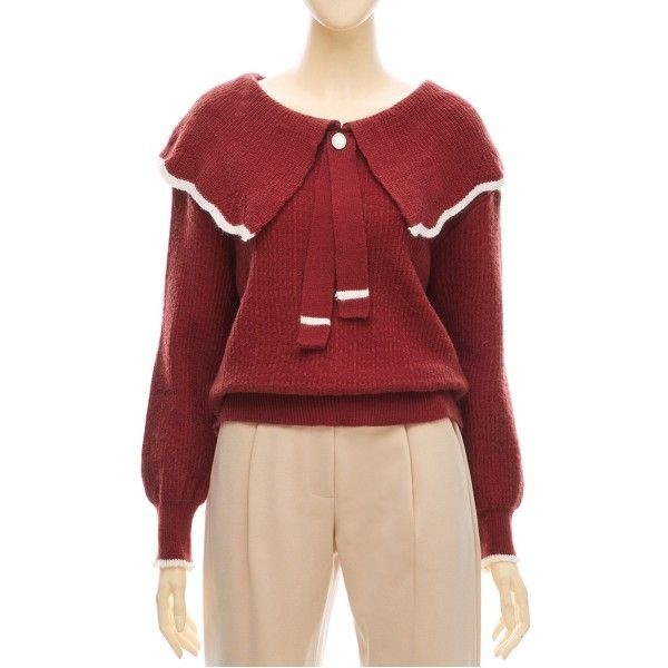 포커스 포커스 [하프클럽]플랫카라타이배색니트_VF3W3KT2401