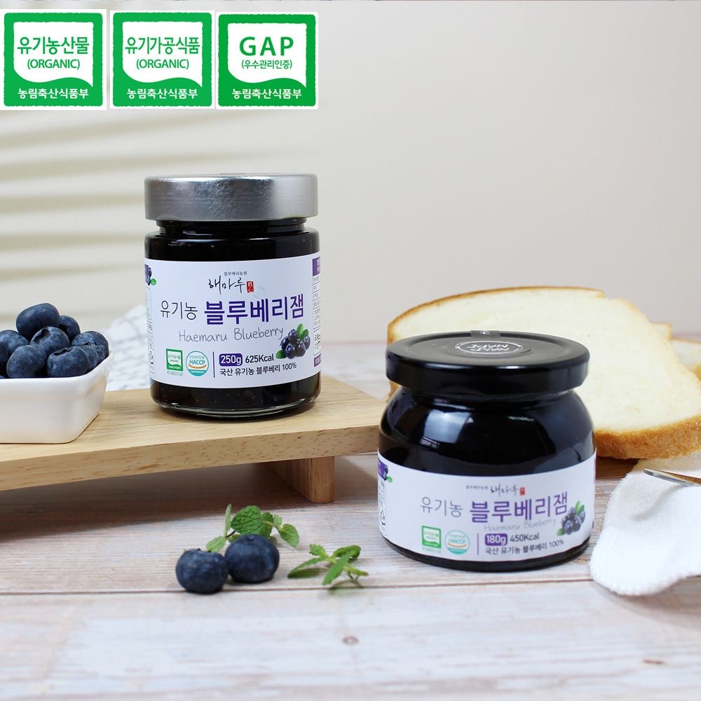 홍성농부의 국내산 유기농 블루베리 잼 180g / 250g