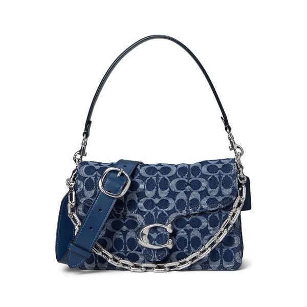 COACH [해외] COACH 코치 체인 태비백 숄더백 시그니처 데님 딥 블루 멀티 미국직구