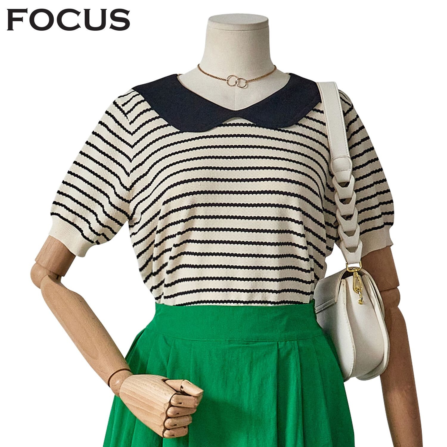 포커 포커스 [모다아울렛][포커스]둥근 카라 단가라 니트 FM4C7KT0120_JK 전주김제점