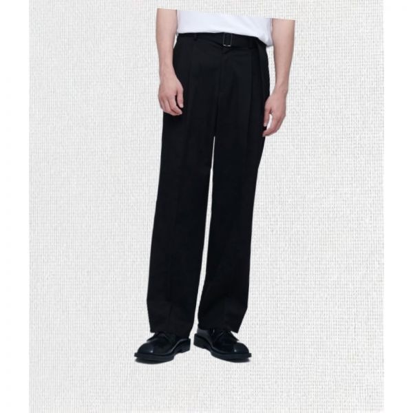 무신사 스탠다드 MUSINSA ANDAR D 리얼 와이드 벨티드 슬랙스 블랙 MMAPS007-BK 655788