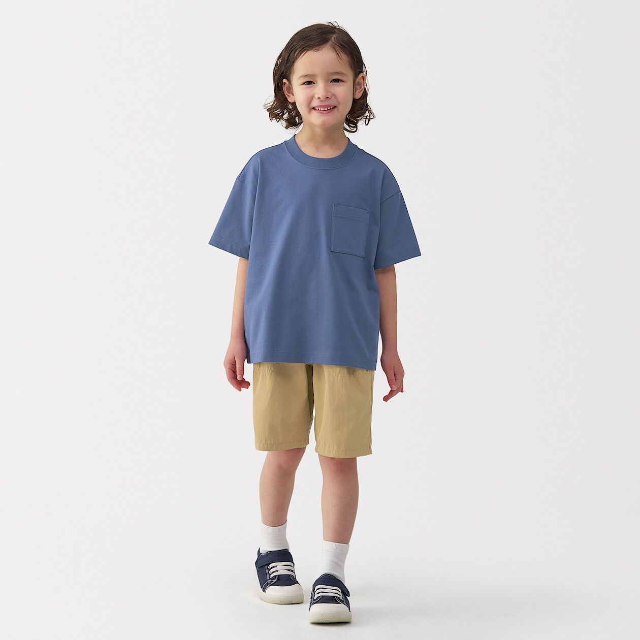 무인양품 키즈 시원한 크루넥 와이드 반소매 티셔츠 CB1MBA5S