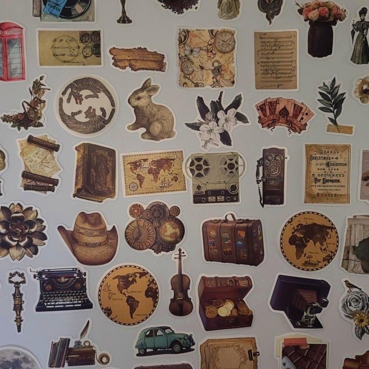 노트북 다이어리 M 용 빈티지 개 레트로 다꾸 방수 씰 폰꾸 꾸미기 50 412 스티커