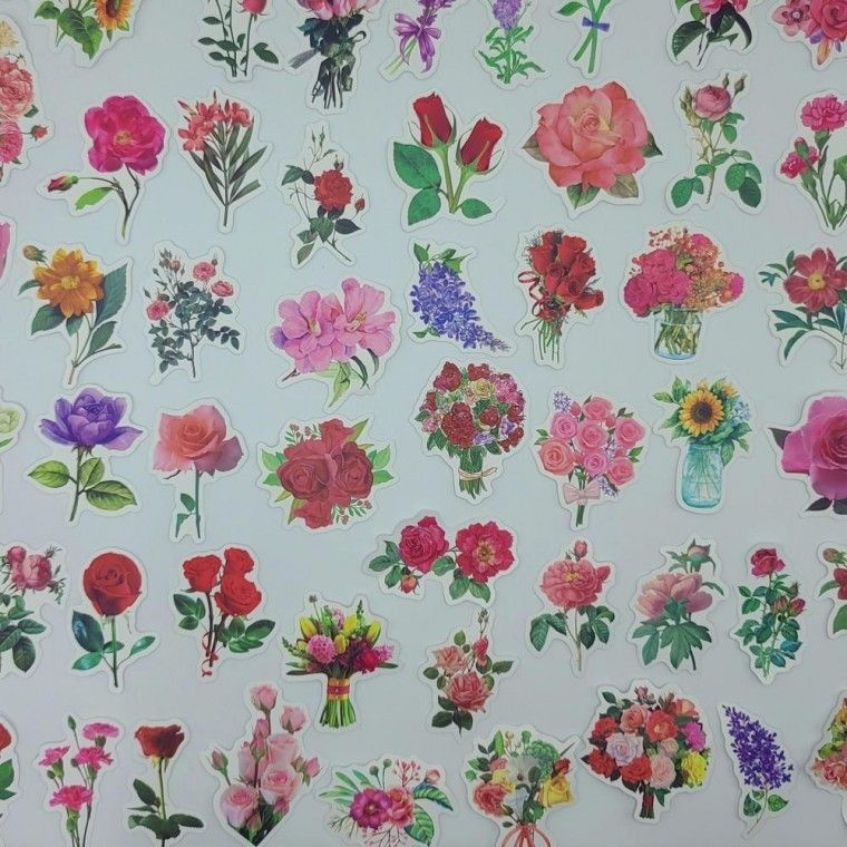 노트북 다이어리 꽃 M 개 플라워 다꾸 방수 씰 폰꾸 꾸미기 50 스티커 409