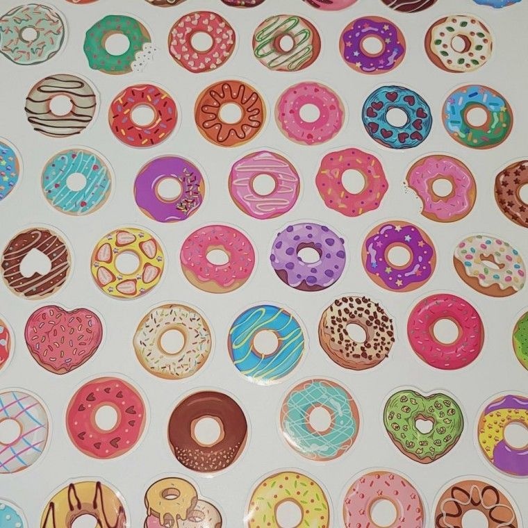 노트북 다이어리 M 도넛 용 개 다꾸 방수 씰 폰꾸 꾸미기 50 스티커 408 도너츠